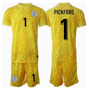 Anglie Jordan Pickford #1 Brankářské Dětské Venkovní dres komplet ME 2024 Krátký Rukáv (+ trenýrky)